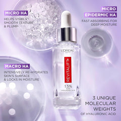Revitalift 1.5% Pure Hyaluronic Acid Serum for Face, anti Aging Serum to Hydrate Skin & Reduce Wrinkles, Fragrance Free Skin Care for All Skin Types, 1 Oz