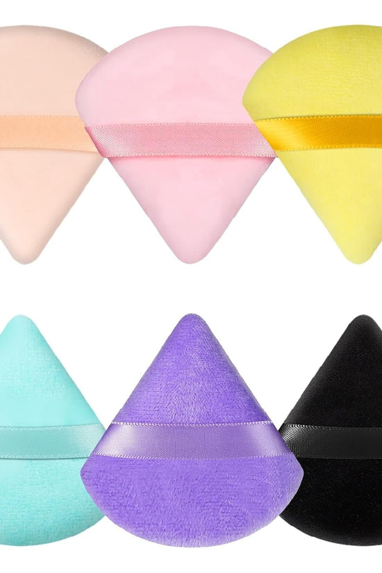 6 Pcs Powder Puff Face Soft Triangle Makeup Puff Velour Makeup Sponge Beauty Blender for Loose Powder (Black)