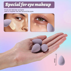Makeup Sponge Set  Triangle Puff 14 Pcs for Liquid, Cream, and Powder, Multi-Colored Makeup Sponges and Mini Sponge with Case (A-Purple)