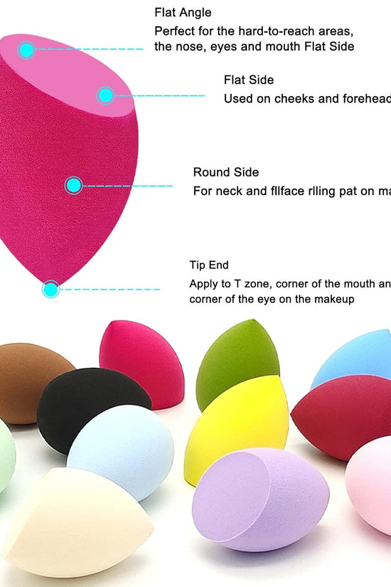 12 Pieces Professional Makeup Sponge Set,Latex Free Flawless Soft Setting Face Puffs,Multicolor Beauty Sponge Blender Cosmetic Applicator for Powder,Liquid,Facial Makeup Tools