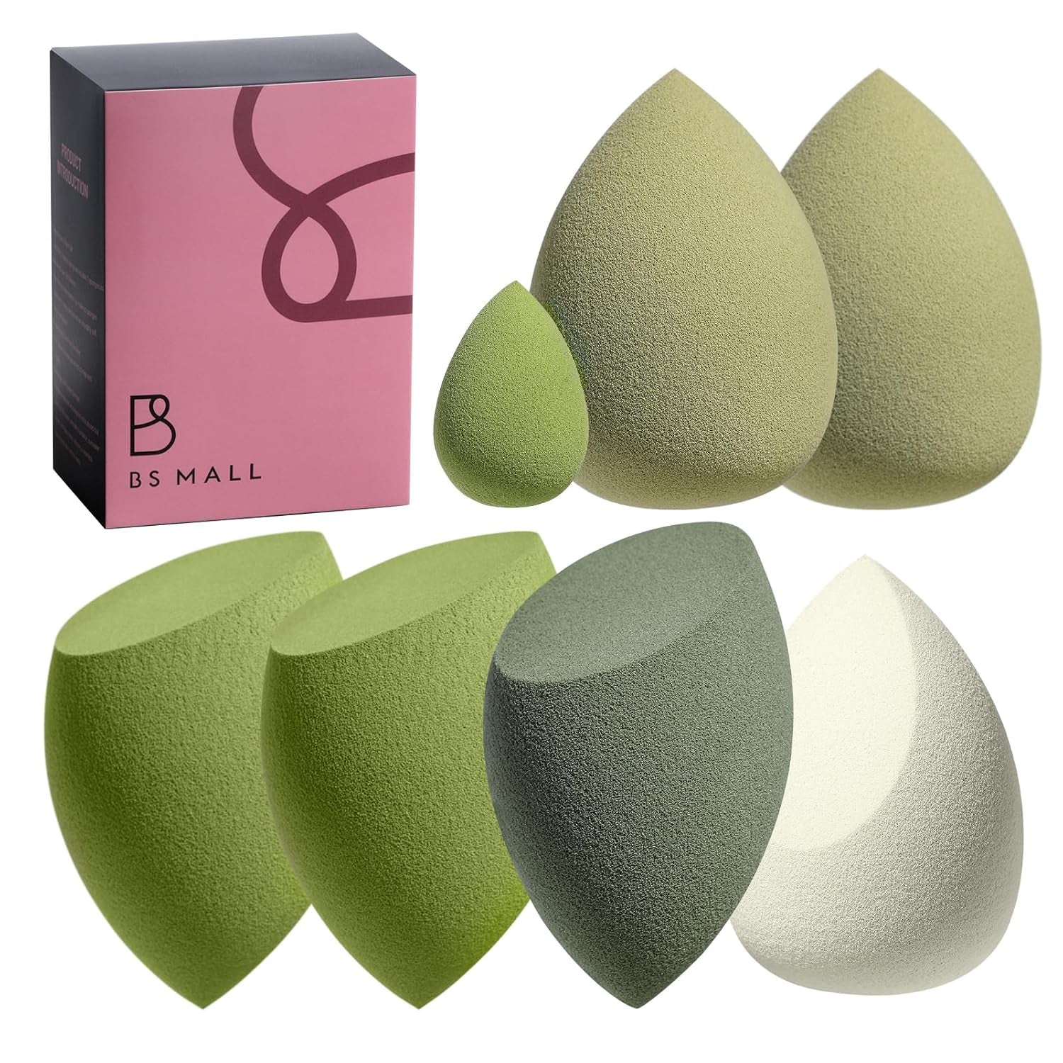 Makeup Sponge Set  with Storage Case 7 Pcs for Liquid, Cream, and Powder,Save Foundation with 1 Mini Makeup Sponge for Travel Daily Use (A-Pink）