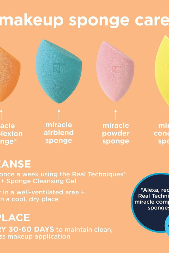 Miracle Complexion Sponge, Makeup Blender for Liquid and Cream Foundation, Full Coverage, Streak-Free Professional Makeup Tool, Cruelty Free, Vegan, Latex Free, 4 Count