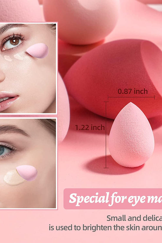 Makeup Sponge Set  with Storage Case 7 Pcs for Liquid, Cream, and Powder,Save Foundation with 1 Mini Makeup Sponge for Travel Daily Use (A-Pink）