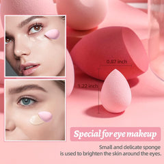 Makeup Sponge Set  with Storage Case 7 Pcs for Liquid, Cream, and Powder,Save Foundation with 1 Mini Makeup Sponge for Travel Daily Use (A-Pink）