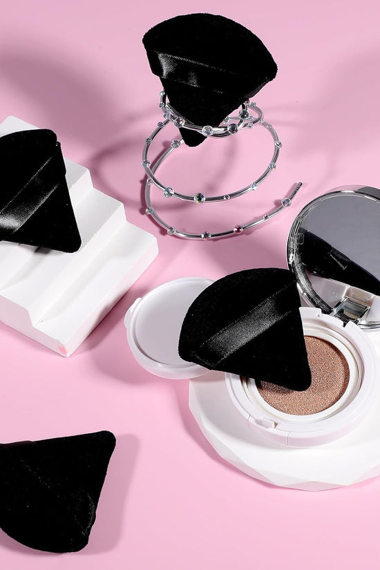 6 Pcs Powder Puff Face Soft Triangle Makeup Puff Velour Makeup Sponge Beauty Blender for Loose Powder (Black)