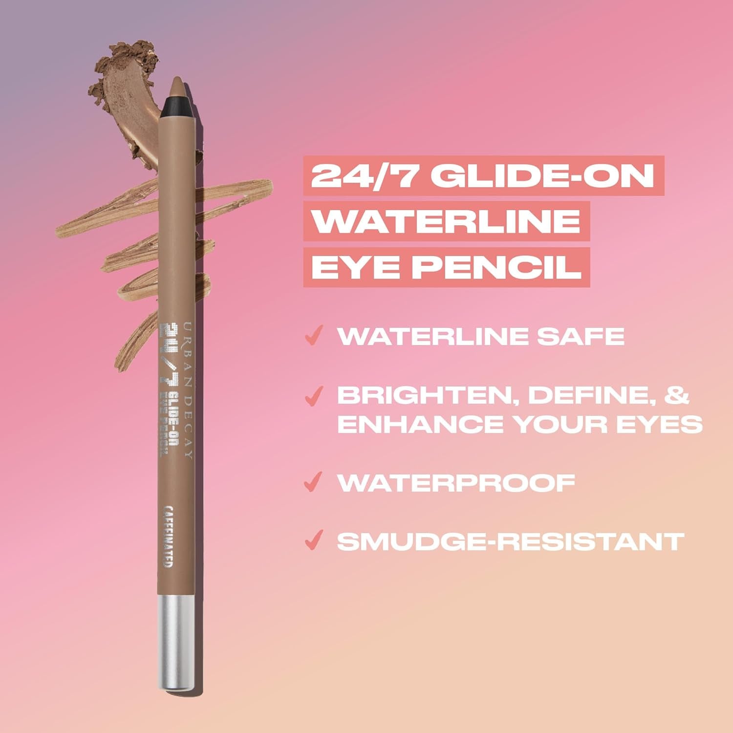 24/7 Waterproof Waterline Eyeliner Pencil, Smudge-Resistant, Transfer-Resistant, 24HR Wear, Long-Lasting Creamy Neutral Color, Eye Liner for Tightlining + Defining, Vegan - 0.04 Oz