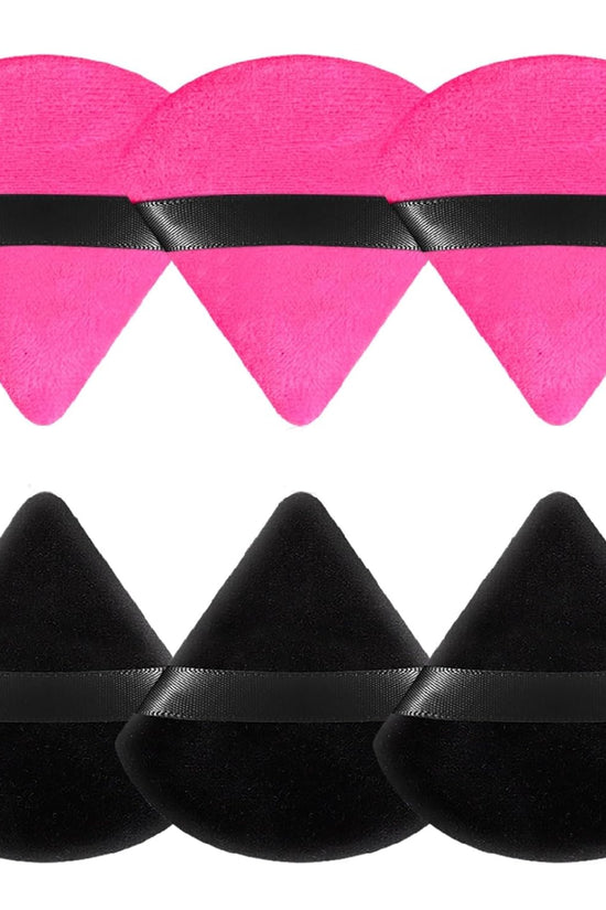 6 Pcs Powder Puff Face Soft Triangle Makeup Puff Velour Makeup Sponge Beauty Blender for Loose Powder (Black)