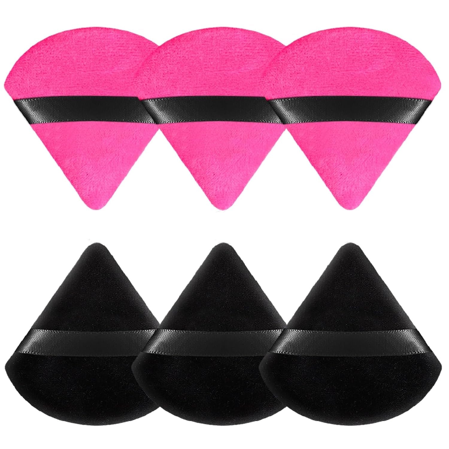 6 Pcs Powder Puff Face Soft Triangle Makeup Puff Velour Makeup Sponge Beauty Blender for Loose Powder (Black)