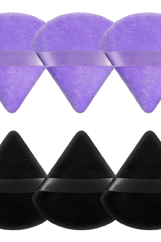 6 Pcs Powder Puff Face Soft Triangle Makeup Puff Velour Makeup Sponge Beauty Blender for Loose Powder (Black)