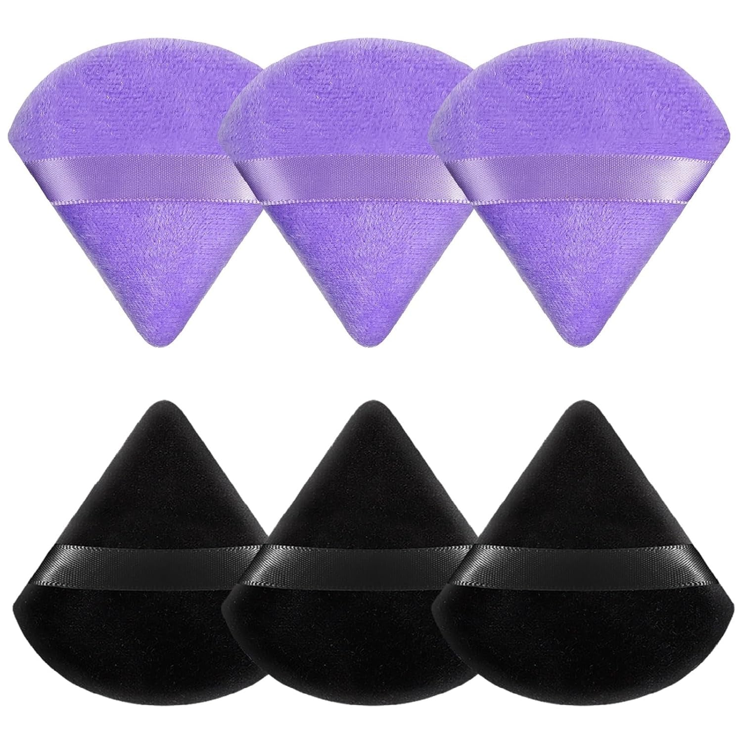 6 Pcs Powder Puff Face Soft Triangle Makeup Puff Velour Makeup Sponge Beauty Blender for Loose Powder (Black)