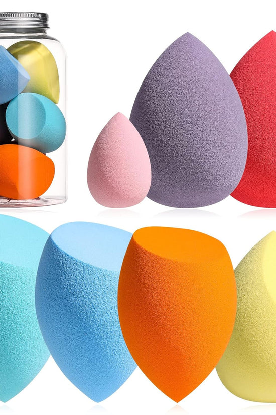 Makeup Sponge Set  with Storage Case 7 Pcs for Liquid, Cream, and Powder,Save Foundation with 1 Mini Makeup Sponge for Travel Daily Use (A-Pink）