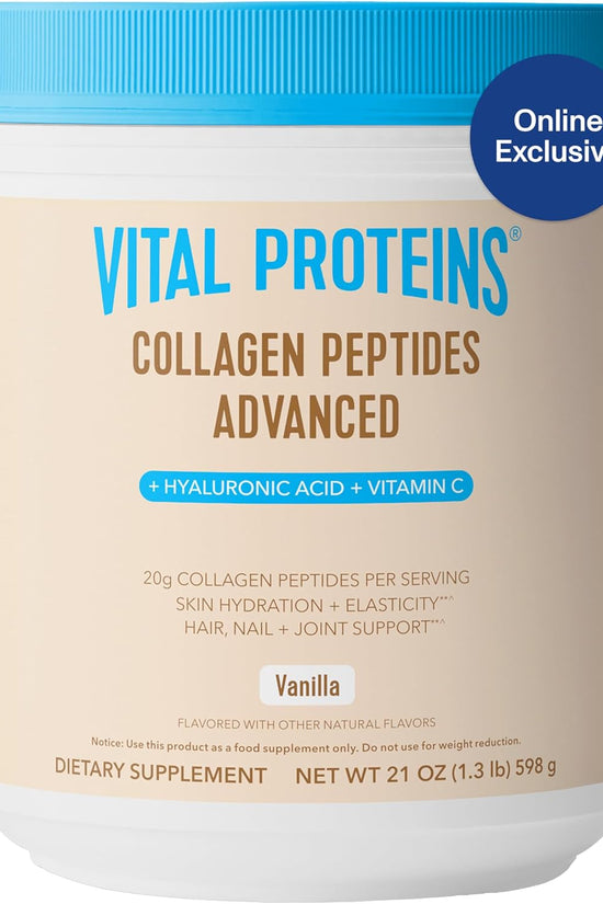 Collagen Peptides Powder Advanced with Hyaluronic Acid & Vitamin C - 20Oz Collagen Protein, Unflavored, 27 Servings