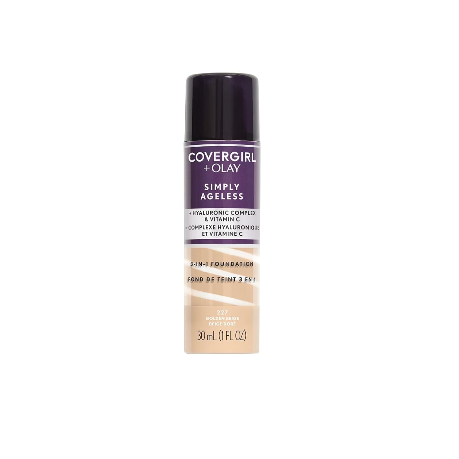 & Olay Simply Ageless 3-In-1 Liquid Foundation, Matte Finish, Hyaluronic & Vitamin C Formula, Creamy Natural, 1 Count