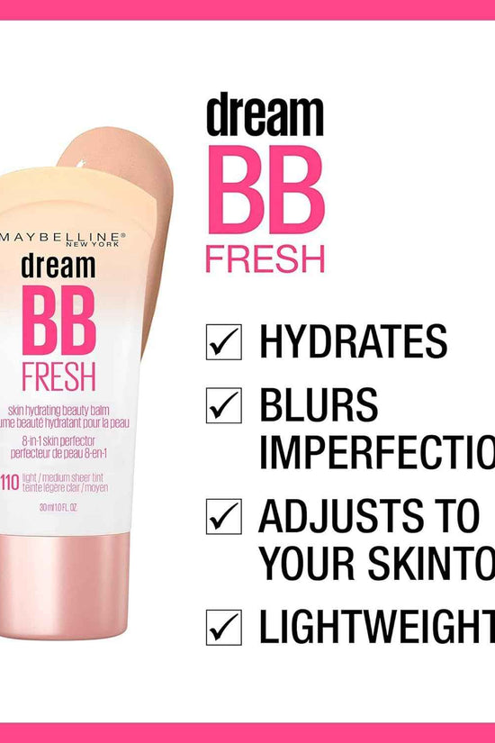 Dream Fresh Skin Hydrating BB Cream, 8-In-1 Skin Perfecting Beauty Balm with Broad Spectrum SPF 30, Sheer Tint Coverage, Oil-Free, Light/Medium, 1 Fl Oz