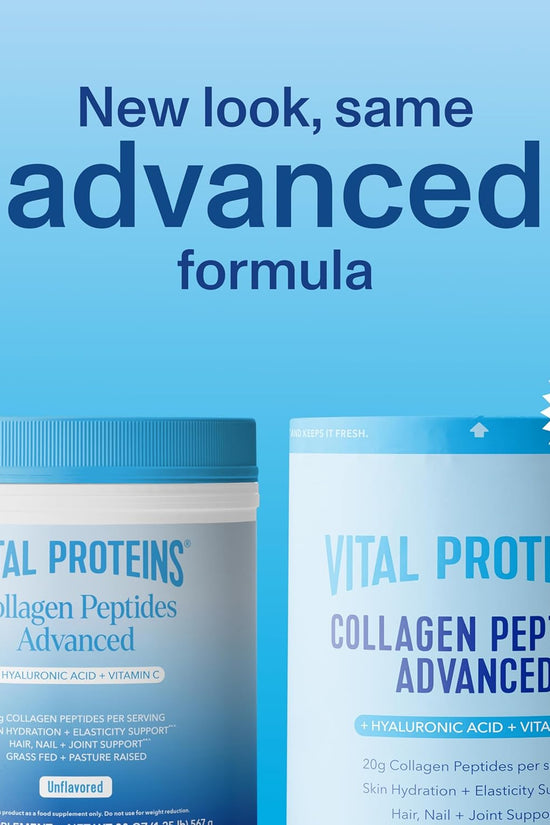 Collagen Peptides Powder Advanced with Hyaluronic Acid & Vitamin C - 20Oz Collagen Protein, Unflavored, 27 Servings