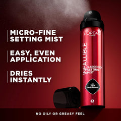Infallible 3-Second Setting Spray Mist, Microfine Mist for up to 36HR Wear, Clear, 1.76 Oz