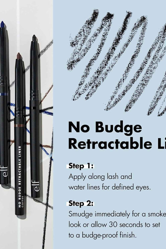 No Budge Retractable Eyeliner, Creamy, Ultra-Pigmented & Waterproof, Creates Bold & Defined Lines, Vegan & Cruelty-Free, Black