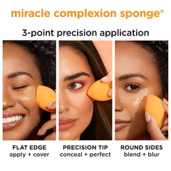 Miracle Complexion Sponge, Makeup Blender for Liquid and Cream Foundation, Full Coverage, Streak-Free Professional Makeup Tool, Cruelty Free, Vegan, Latex Free, 4 Count