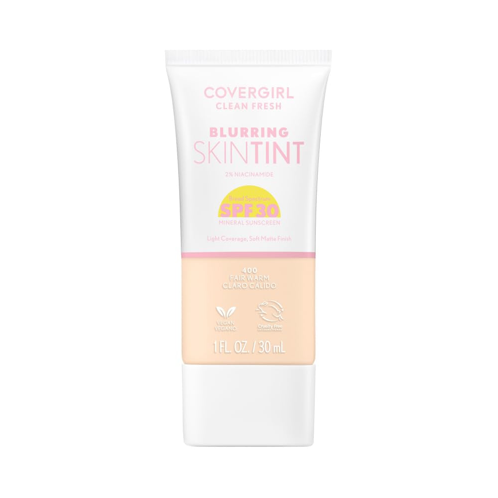 Clean Fresh Blurring Skin Tint with SPF 30, 430 Medium Neutral, Liquid Foundation, Soft Matte Finish, Smooths, Brightens, Blurs Pores, Mineral Sunscreen, Vegan Formula