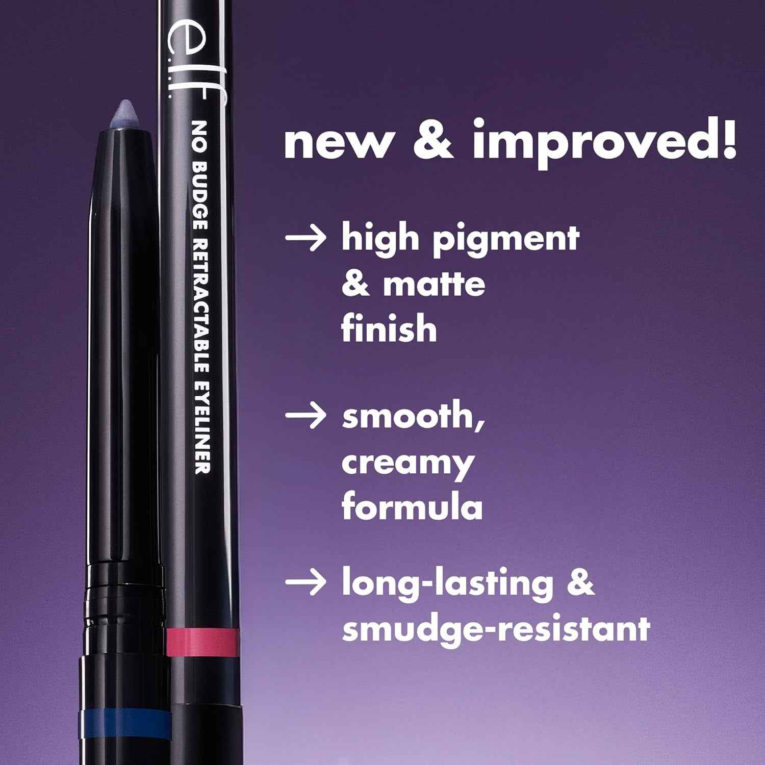 No Budge Retractable Eyeliner, Creamy, Ultra-Pigmented & Waterproof, Creates Bold & Defined Lines, Vegan & Cruelty-Free, Black