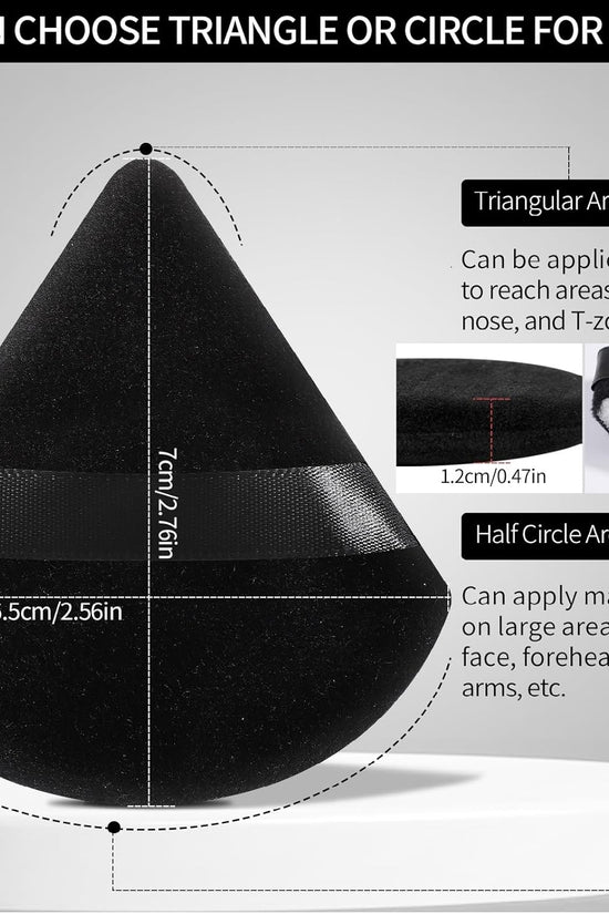 6 Pcs Powder Puff Face Soft Triangle Makeup Puff Velour Makeup Sponge Beauty Blender for Loose Powder (Black)