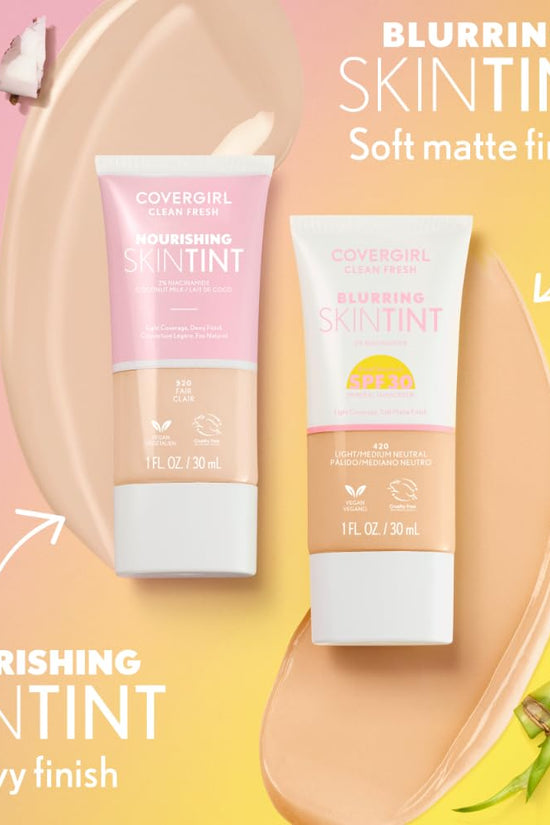 Clean Fresh Blurring Skin Tint with SPF 30, 430 Medium Neutral, Liquid Foundation, Soft Matte Finish, Smooths, Brightens, Blurs Pores, Mineral Sunscreen, Vegan Formula
