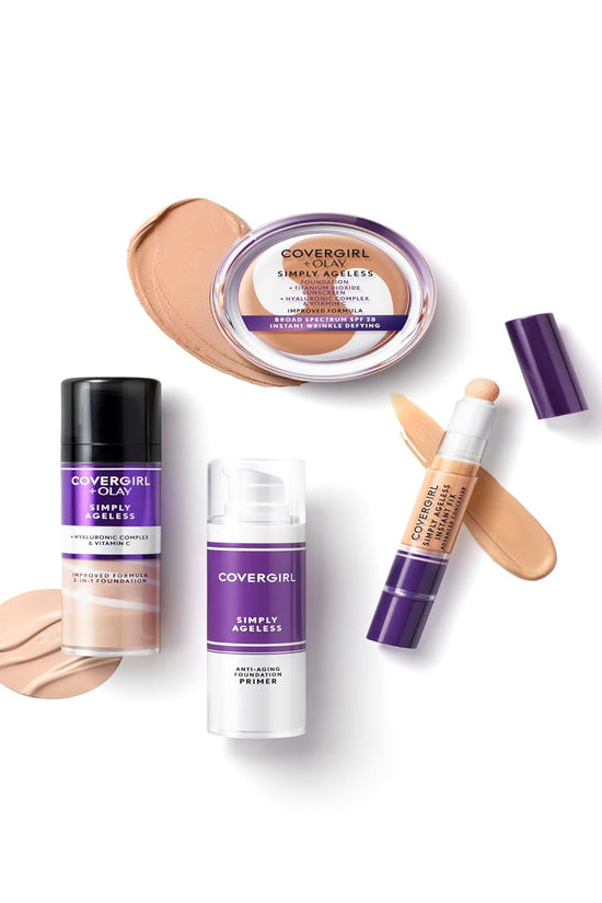 & Olay Simply Ageless 3-In-1 Liquid Foundation, Matte Finish, Hyaluronic & Vitamin C Formula, Creamy Natural, 1 Count