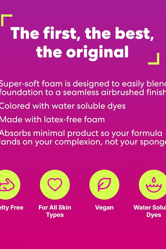 ® | Original Pink Beauty Blender Makeup Sponge, Super-Soft Foam Easily Blends Foundations, Powders & Creams, Made in USA, Reusable, Washable, Streak Free Application, Vegan, Cruelty Free