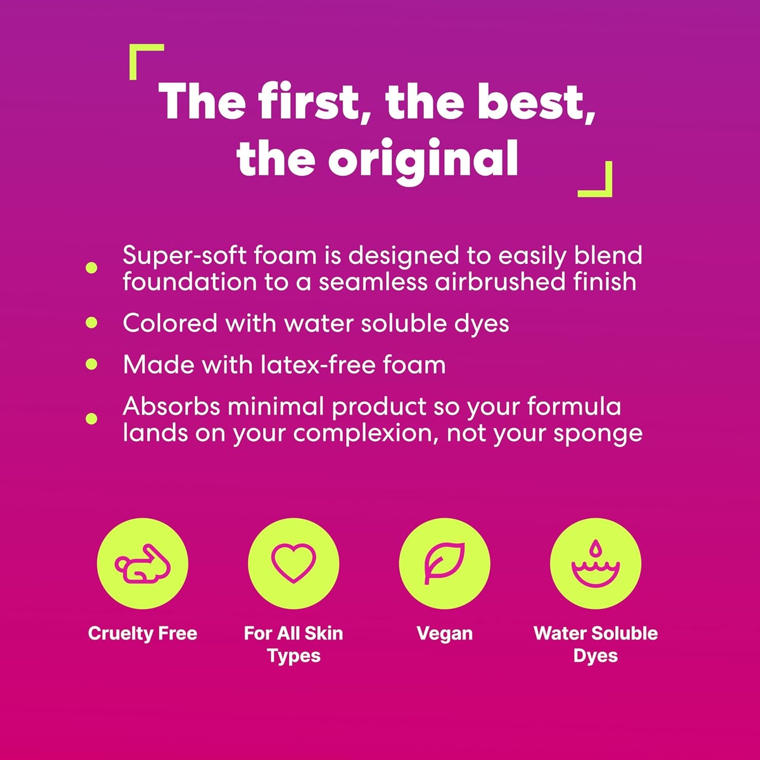 ® | Original Pink Beauty Blender Makeup Sponge, Super-Soft Foam Easily Blends Foundations, Powders & Creams, Made in USA, Reusable, Washable, Streak Free Application, Vegan, Cruelty Free