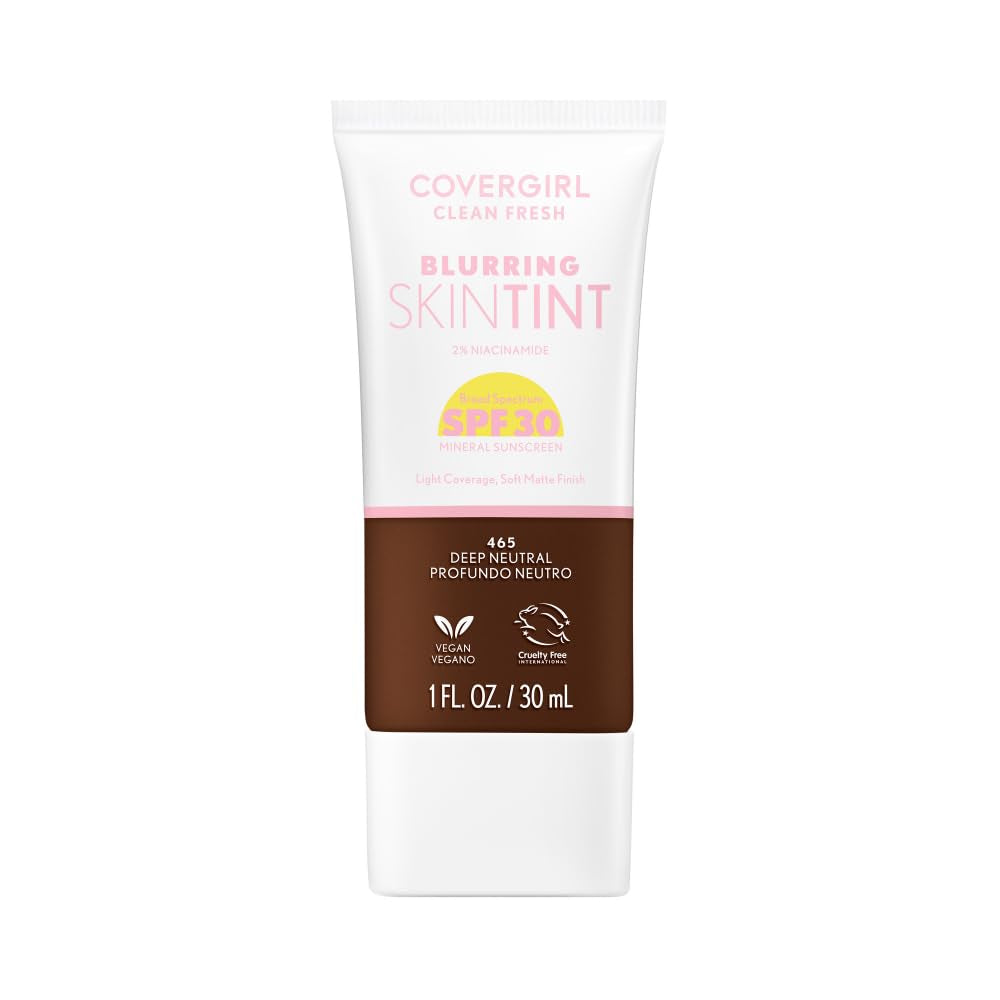 Clean Fresh Blurring Skin Tint with SPF 30, 430 Medium Neutral, Liquid Foundation, Soft Matte Finish, Smooths, Brightens, Blurs Pores, Mineral Sunscreen, Vegan Formula
