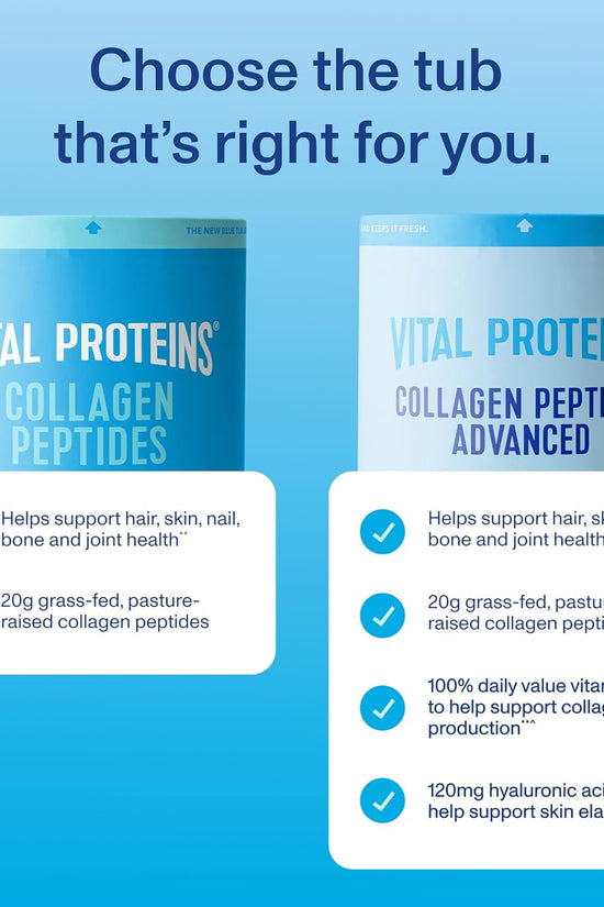 Collagen Peptides Powder Advanced with Hyaluronic Acid & Vitamin C - 20Oz Collagen Protein, Unflavored, 27 Servings