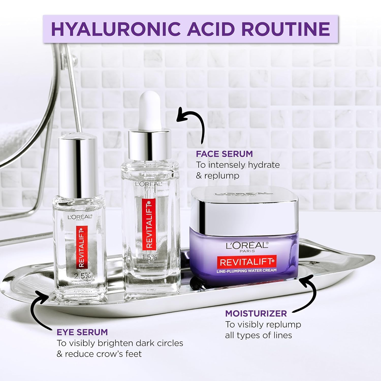 Revitalift 1.5% Pure Hyaluronic Acid Serum for Face, anti Aging Serum to Hydrate Skin & Reduce Wrinkles, Fragrance Free Skin Care for All Skin Types, 1 Oz