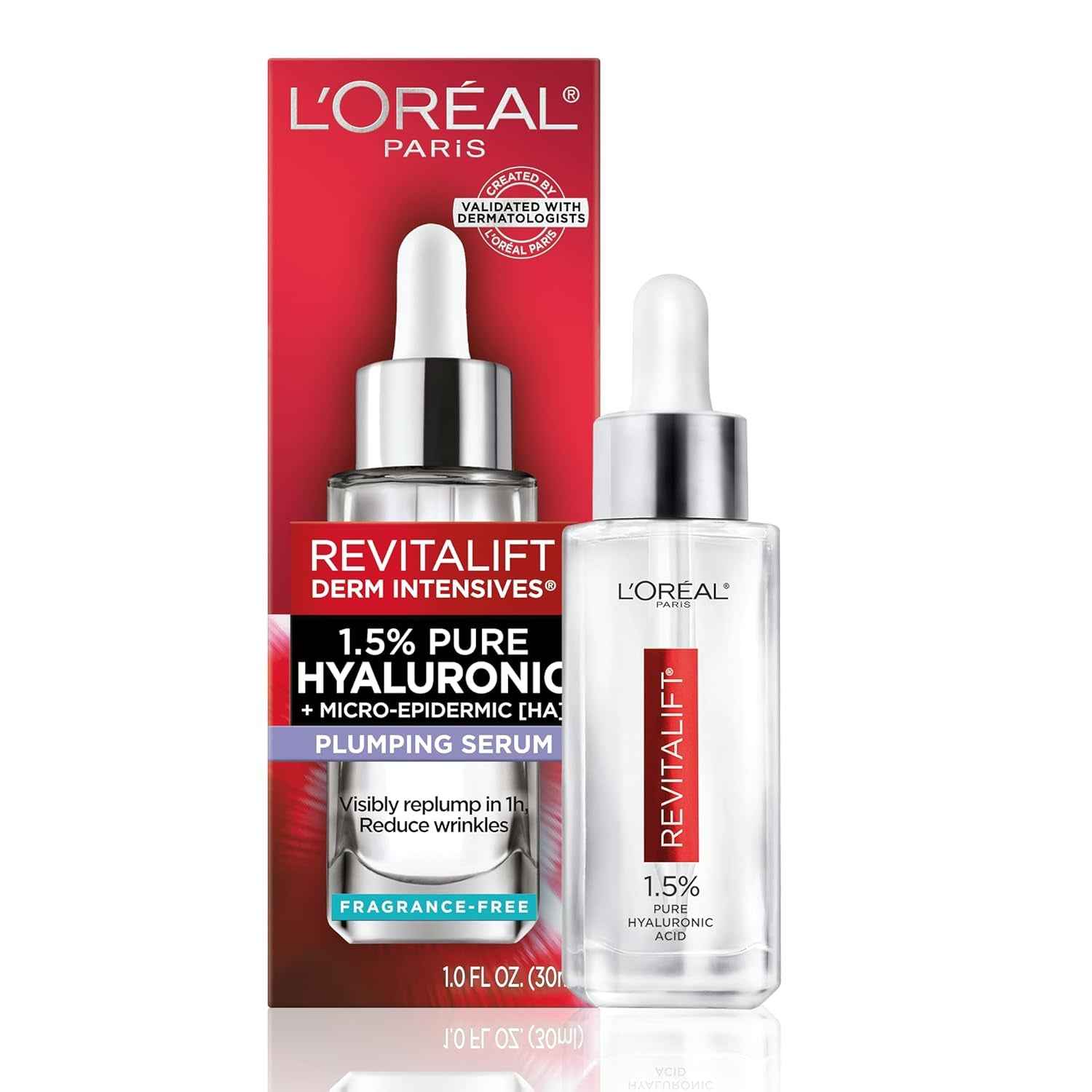 Revitalift 1.5% Pure Hyaluronic Acid Serum for Face, anti Aging Serum to Hydrate Skin & Reduce Wrinkles, Fragrance Free Skin Care for All Skin Types, 1 Oz