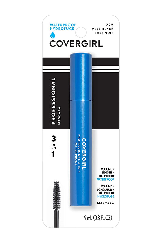 Professional 3-In-1 Waterproof Mascara, Very Black 225, (Packaging May Vary), 0.3 Fl Oz (Pack of 1)