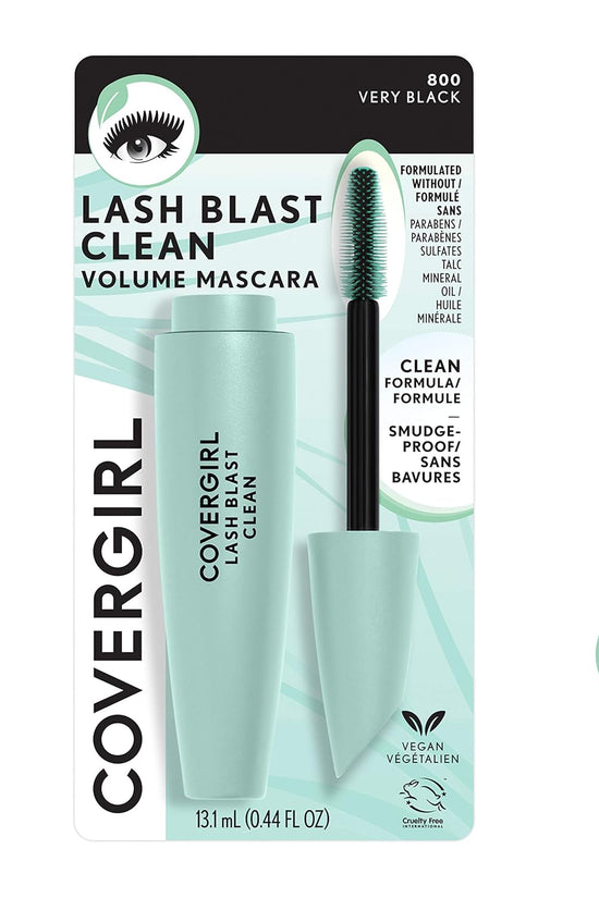 Lash Blast Clean Volume Mascara, Vegan Formula, Volumizing, Smudge-Proof, Cruelty Free, Very Black, 1 Count