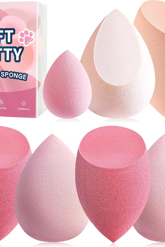 Makeup Sponge Set  Blender Sponges 7 Pcs for Liquid, Cream, and Powder, Latex Free, Multi Colored Beauty Sponges with 1 Mini Sponge, Vegan & Cruelty-Free