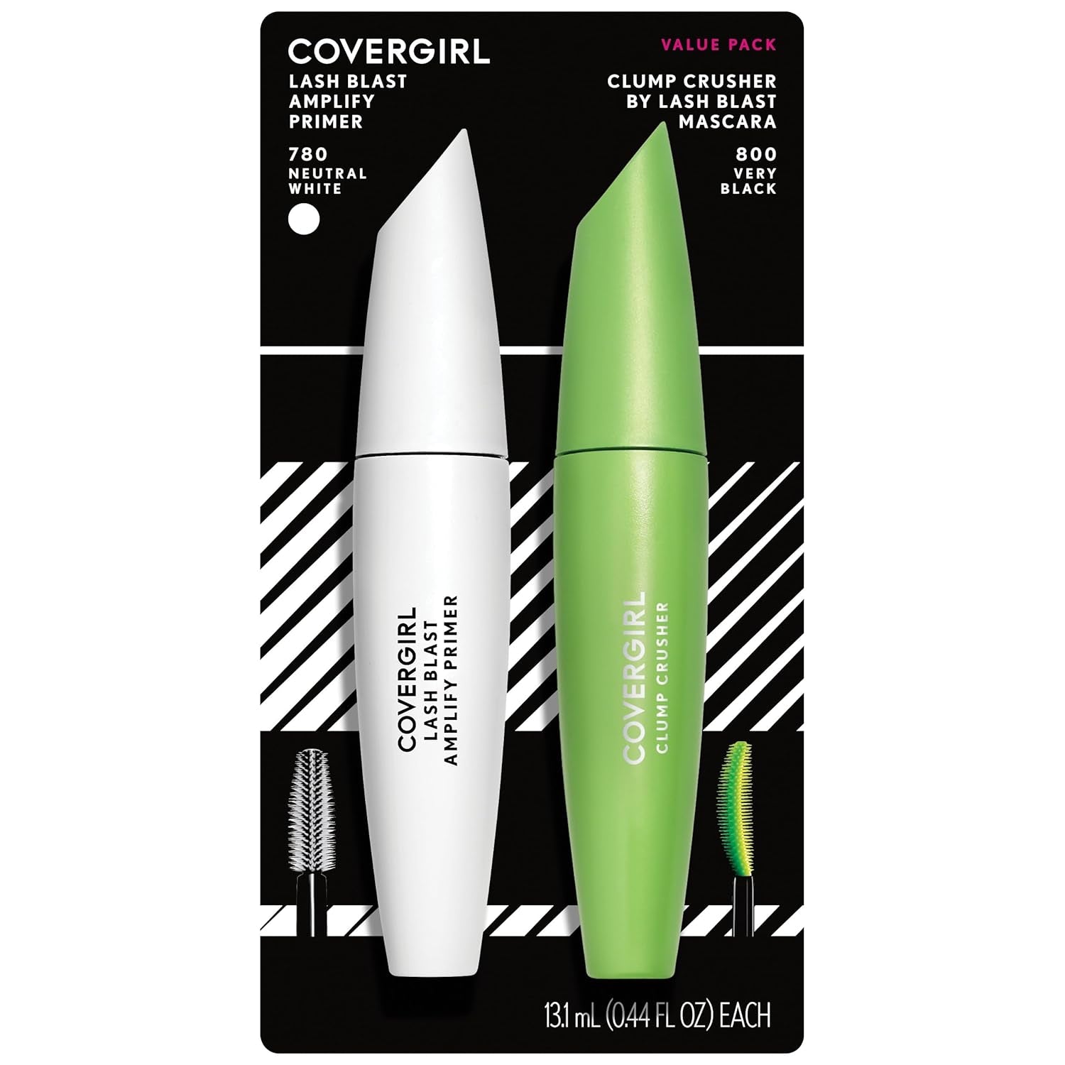 Clump Crusher Mascara, 20X More Volume, Double Sided Brush, Long-Lasting Wear - 800 Very Black (Pack of 1)