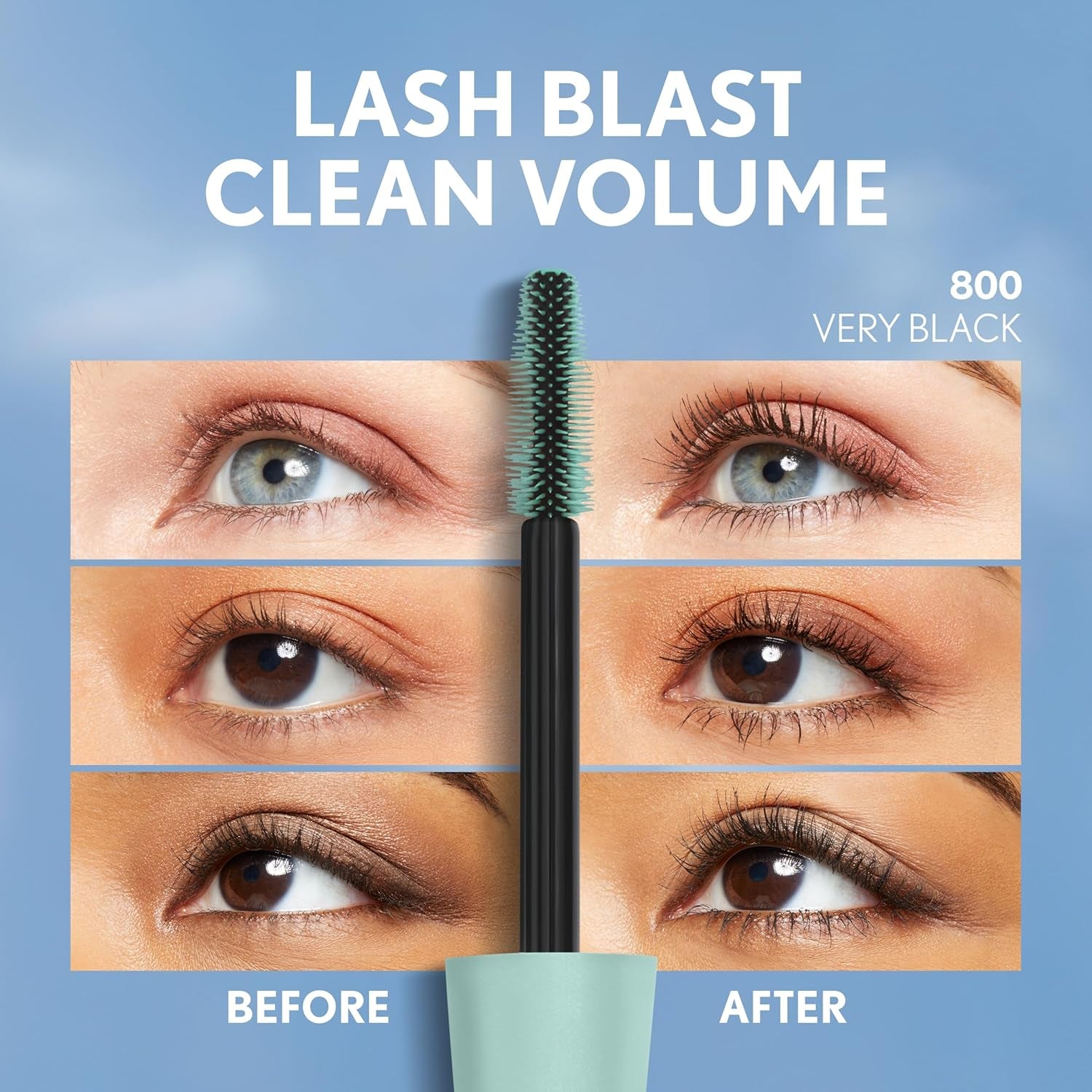 Lash Blast Clean Volume Mascara, Vegan Formula, Volumizing, Smudge-Proof, Cruelty Free, Very Black, 1 Count