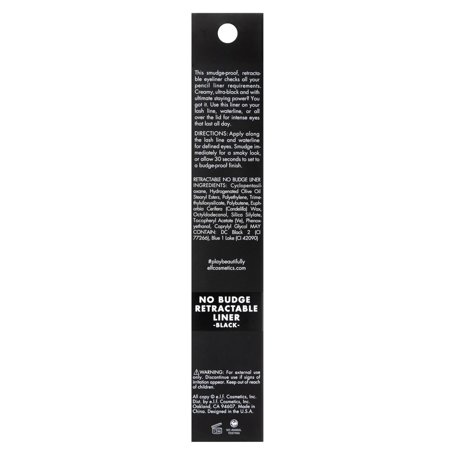 No Budge Retractable Eyeliner, Creamy, Ultra-Pigmented & Waterproof, Creates Bold & Defined Lines, Vegan & Cruelty-Free, Black