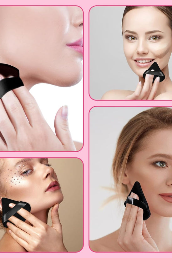 6 Pcs Powder Puff Face Soft Triangle Makeup Puff Velour Makeup Sponge Beauty Blender for Loose Powder (Black)