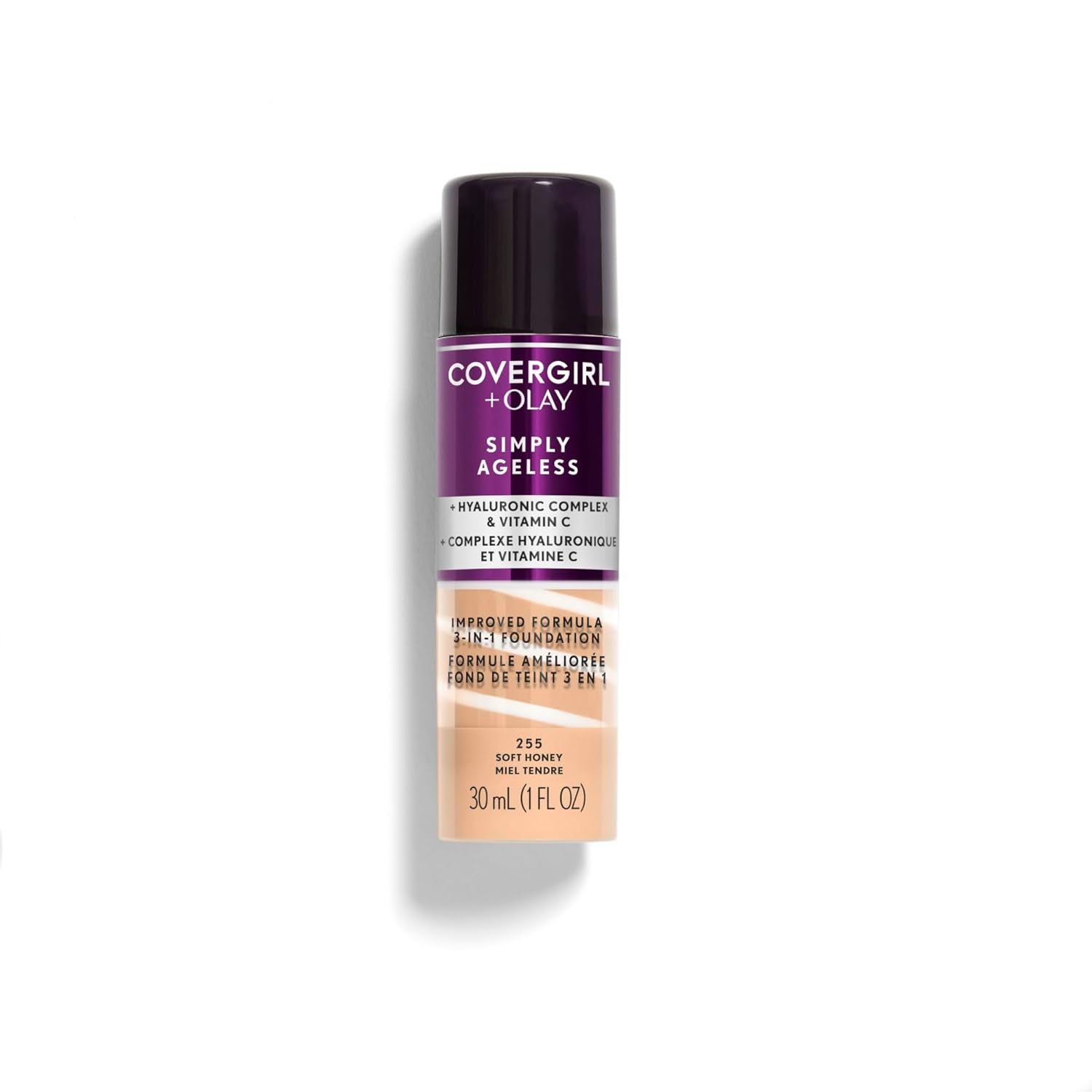 & Olay Simply Ageless 3-In-1 Liquid Foundation, Matte Finish, Hyaluronic & Vitamin C Formula, Creamy Natural, 1 Count