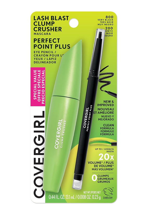Clump Crusher Mascara, 20X More Volume, Double Sided Brush, Long-Lasting Wear - 800 Very Black (Pack of 1)